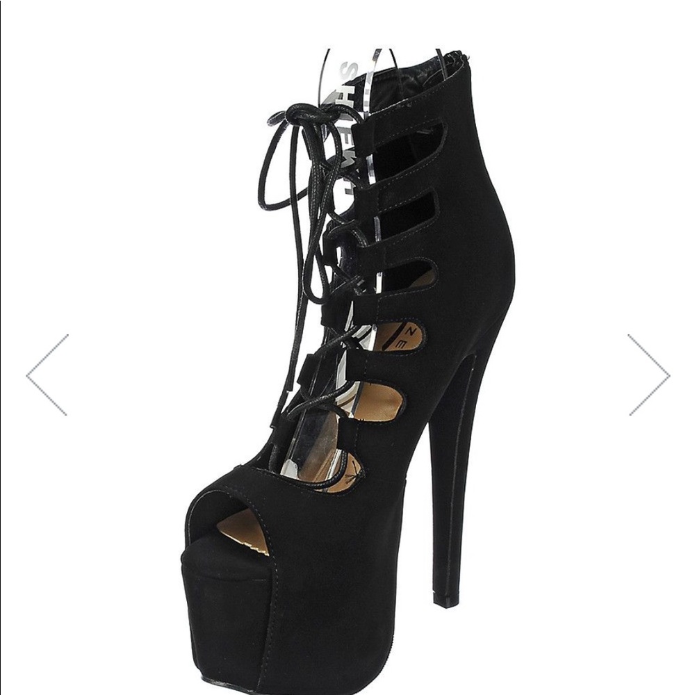 Black lace up heels